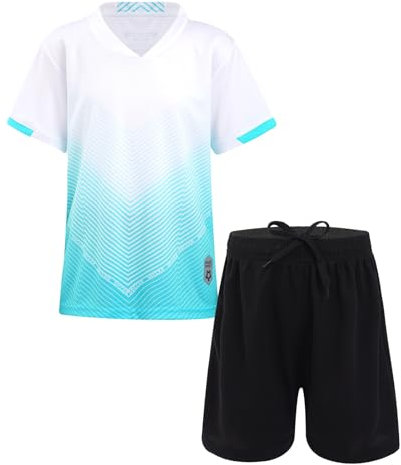 iiniim barn pojkar sportdräkt träningsoverall 2 delar snabbtorkande t-shirt shorts sportset joggingdräkt fotbollströja basket kläder, A vit, 134-140
