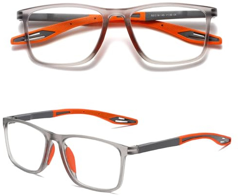 Hubeye Gafas de lectura deportiva para mujeres y hombres ultraligeras anteojos de lectura gafas anti luz azul (Naranja, 1.75)