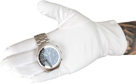 KD89 Weiße Mikrofaser-Handschuhe - Heli - für Uhrmacherei, Juweliere, Schmuck- und Uhrenbehandlung, für Sammler, Profis oder Amateure, weiß, M