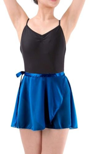 MUNAFIE Ballettkleidung Damen Ballett Rock Verstellbare Taille Krawatten Chiffon Wickelrock Tanz Röcke für Damen und Mädchen Dunkelblau