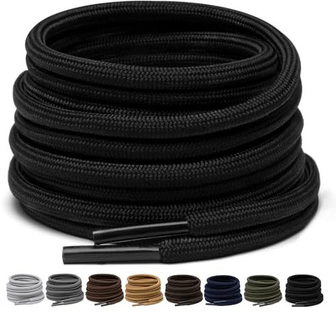 Puzeam 2 Paires de Lacets Ronds 4 mm pour Bottes et Chaussures de Randonnée, Solides pour Baskets en Extérieur