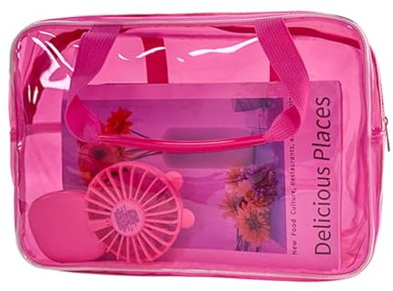 TotePrint Rosa wasserdichte Ethylen Make-up-Handtasche Transparente Kosmetikartikel Reißverschluss Tasche Aufbewahrung Handtasche Reisezubehör11.8'' ×5.12'' ×8.26'' (Rosa)