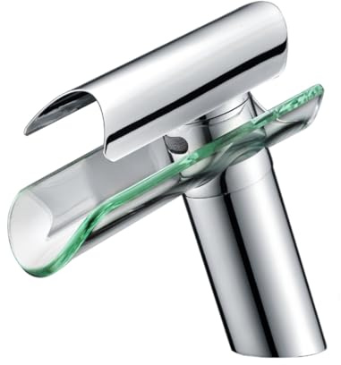 KONTONTY Bathroom Basin Sink Faucet Waterfall Glass Faucet Single Hole Mount Tap Fine Metal Plating Safe to Use