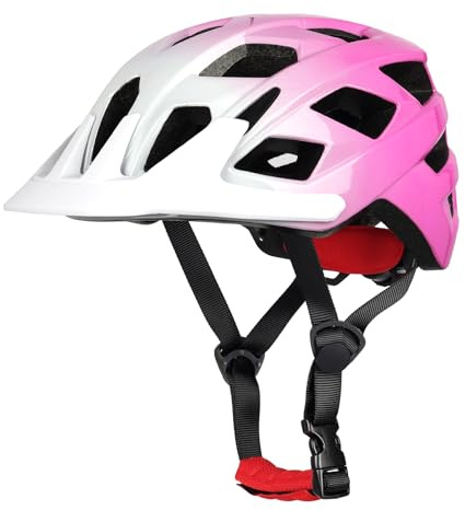 Kids Bike Helmet, 2 Size Adjustable for Youth Toddler Boys & Girls 3-5-8-10-12-14 Years, Child Helmets with Visor for Skating Cycling Scooter (Pink Gradient, M: 54-58 cm / 21.3-22.8)