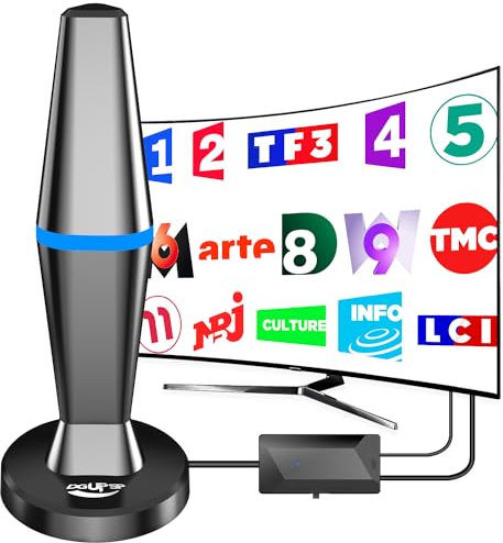 Antenne TV Intérieur Puissante TNT HD, 2025 Puissante Antenne TV Intérieur de Base magnétique puissante - 420km Réception Longue Portée à 360°, Compatible avec Portable 4K 1080P et Tous Les TVs