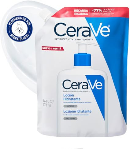 CeraVe Lozione Idratante, Per Pelli da Secche a Molto Secche, Barriera Cutanea Sana e Ripristinata, Con Ceramidi e Acido Ialuronico, Confezione Refill, 473 gr