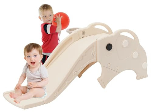 Siairo 3 in 1 Kinder Rutsche, Kinderrutsche mit Basketballkorb, Rutsche für Innen und Außen, Kinderrutsche für den Garten, Tolles Geschenk für Kinder