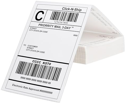 L LIKED 200 Fanfold 4 x 6 Direct Thermal Labels, with Perforated line for Thermal Printers - Compatible with Zebra & Rollo Printer
