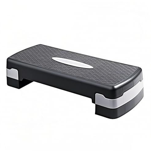 Step Para Fitness,Step Fitness Stepper de Entrenamiento con Altura Ajustable,Fitness Antideslizante de 68 cm para Gimnasio (Negro Y Gris)