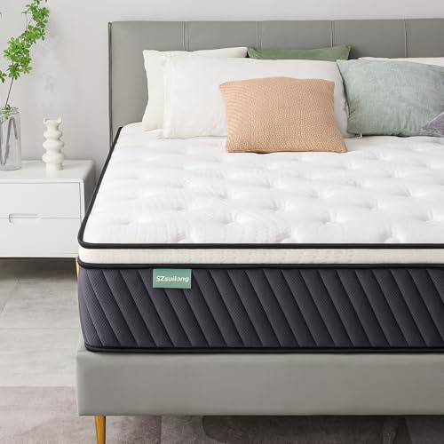 SZsuilong Matelas 140x190, 30 cm Epaisseur Matelas Hybride Ressorts Ensaches, Matelas Memoire de Forme de 7 Zone Soutien Parfait, H3 H4 Confort Respirable Matela 2 Personnes