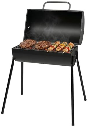 Amig - Barbacoa de carbón - 83 x 58 x 84 cm - Negro - Fabricado en Acero - para jardín y patio con uso familiar y reuniones con montaje sencillo limpieza cómoda y calidad consistente. Mod. KALDERA