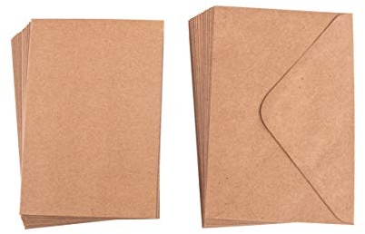 Rayher 73203521 Set Doppel-Karten + Umschläge DIN B6, Kraftpapier, Falt-Karten mit Briefkuverts, Grußkarten mit Briefhüllen