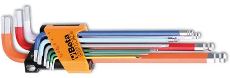 BETA 96BP-CL/SC9-LL - Juego de 9 llaves macho hexagonales acodadas de colores