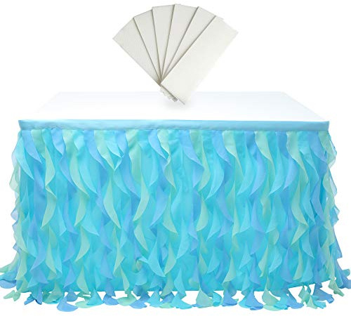 rismart Multicapa Tul Falda de Mesa Tutu Ropa por Cumpleaños Boda Fiestas, Decoración de Cama Azul Mixto,77 H x L 187 cm