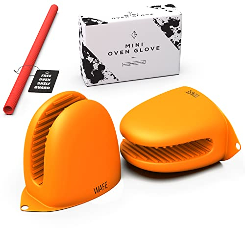 WAFE Mini guanti da forno per friggitrice ad aria, 2 guanti da cucina in silicone, resistenti al calore, per cucinare, barbecue, grigliate, taglia unica, con protezione per griglia da forno