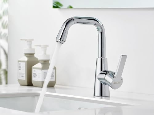 BONADE Wasserhahn Bad, Waschtischarmatur 360° Drehbar, Waschbecken Armaturen Messing Chrom, Mischbatterie Waschbecken Einhebelmischer für Badezimmer und Küche