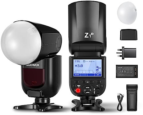 NEEWER Z1-S TTL Round Head Flash Speedlite for Sony with Magnetic Dome Diffuser, 76Ws 2.4G 1/8000s HSS Speedlight, 10 Levels LED Modeling Lamp, 2600mAh Battery, 480 Full Power Shots, 1.5s Recycling
