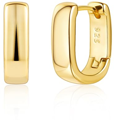 Gold Ohrringe Kleine Creolen Damen, Kleine Klobige Creolen Ohrringe Hypoallergen Sterling Silber Ohrringe Mini Dicke Creolen Ohrringe Kleine Huggie Ohrringe Kleine Breite Creolen Ohrringe Mädchen