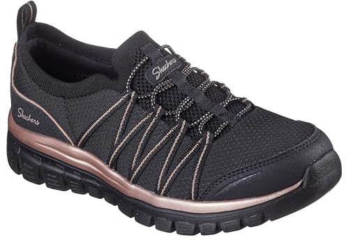 Skechers Women's Graceful Purecrush Slip-On Sneakers, Black/Rose Gold Knit, 6.5 UK