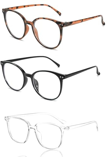 Exsbtay 3 Pièces Lunettes Transparentes Anti, lumière Bleue pour Hommes et Femmes, UV400 Lunette Gaming d'Ordinateur, Lunettes de Protection Contre la Lumière Bleue, Ldéales pour Gaming, Lecture