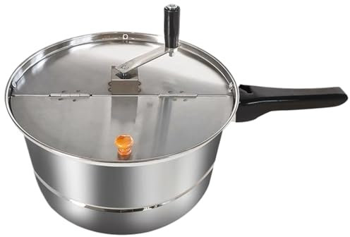 Rachlicy Popcornmaskin manuell omrörning popcornmaskin non-stick rostfritt stål spishäll gryta med värmeisolering gummihandtag och lock