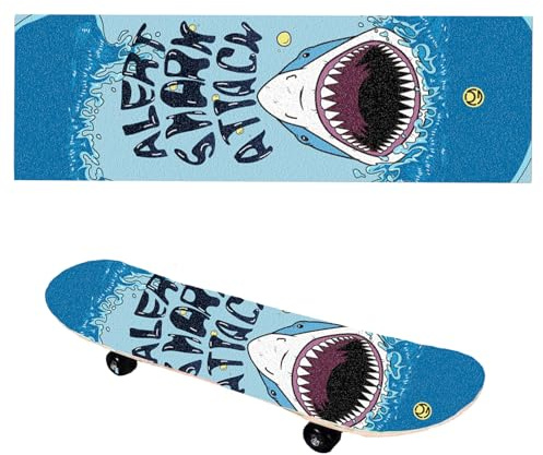 Floatdream Skateboard Griptape, Papier de Verre pour Skateboard, Revêtement Antidérapant Premium, pour Longboards (Type de requin)