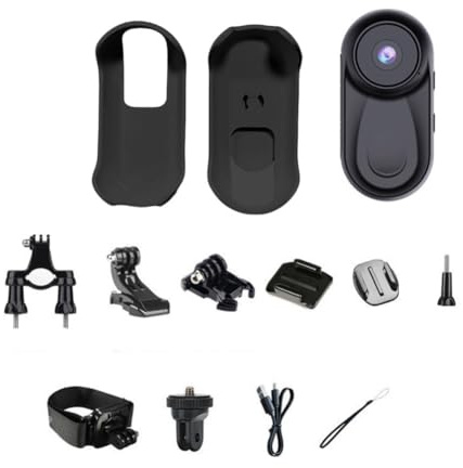 babominimer Mini fotocamera sportiva HD 1080P grandangolare portatile con obiettivo a 120 gradi display IPS cordino magnetico per ciclismo, viaggi e passeggiate con animali domestici (nero)