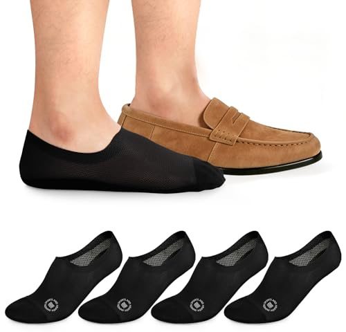 Kiiwah 4 Paires Chaussettes Invisibles Homme en Soie de Glace 39-43, Mesh Socquettes Courtes Respirantes avec Silicone Antidérapant Chaussettes Sport pour Loafers Mocassins Baskets