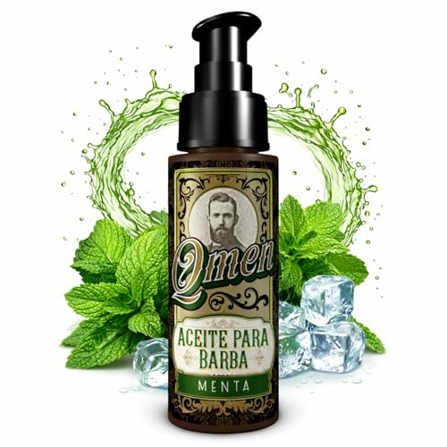 QMEN Aceite para Barba Hombre 50ml – Aceite para Barba Hidratante y Suavizante con Aceites Naturales, Beard Oil Profesional para Cuidado de Barba Hombre (Menta)