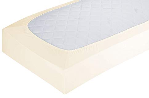 ZOLLNER Spannbettlaken in 100x200 cm - mit eingearbeitetem Gummibund - in Gold - Baumwolle - waschbar bis 60°C - Hotelqualität - Oeko Tex® Zertifiziert