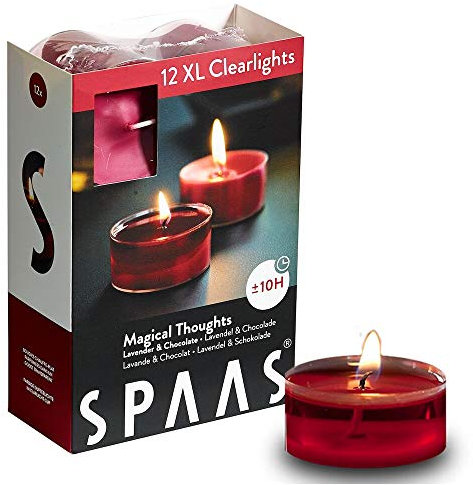 Spaas 12 Maxi lumini profumati in Tazza Trasparente, Cera di paraffina, plastica, Rosso Vino, Diametro 57 mm x Altezza 28 mm
