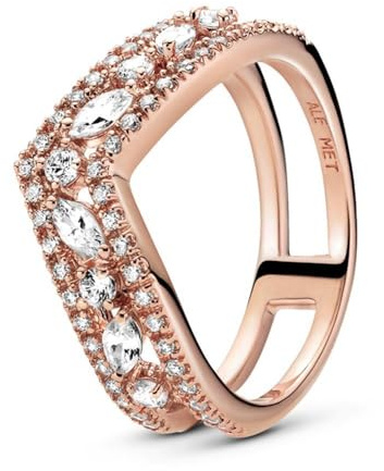 Pandora Sparkling Double Wishbone 189095C01 Women's Ring, Precious metal, Cubic Zirconia
