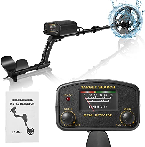 GJCrafts Leichter Metalldetektor für Erwachsene und Kinder, wasserdichte Metalldetektoren mit 8 Zoll IP68 wasserdichte Suchspule, Höhenverstellbares(31.1-43.7 Zoll), Leicht und Bequem Pinpointer