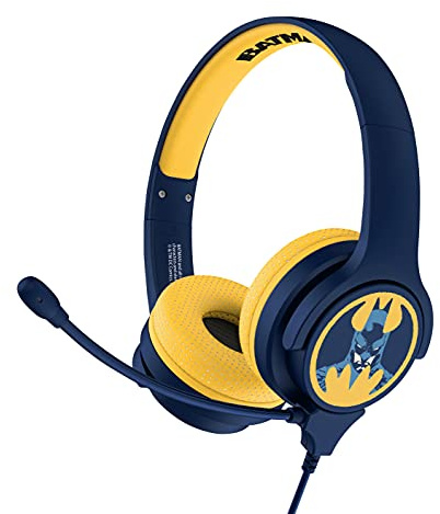 OTL Technologies Batman interaktiva hörlurar, med mikrofon- och kabel, för barn (officiell licensprodukt), DC0818, barn (justerbar storlek)