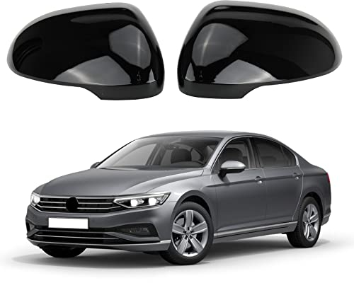 Auto Spiegelkappen, 1 Paar Auto Tür Außenspiegelkappe Rückspiegelkappe Seitenspiegel Abdeckungen Kompatibel für V-W Passat B8 2016-2019 (Schwarz)