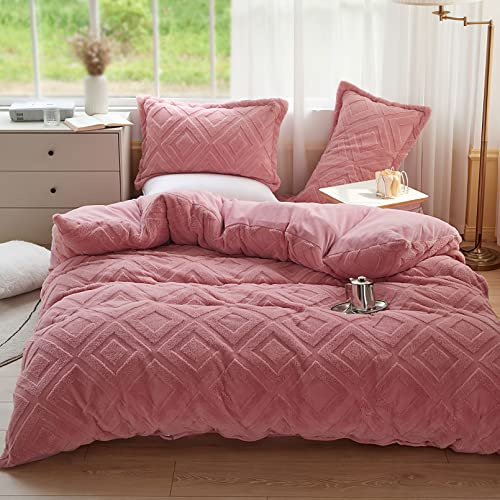 KEAYOO Ropa de cama de felpa de 135 x 200 cm, con forro polar, extra cálido para invierno (rosa, 135 x 200)
