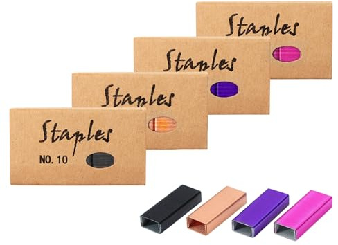 Mogoostry Colored Mini Staple Refills for Mini Stapler - Jam Free, 1000pcs/Pack (4 Packs No.10 Total)