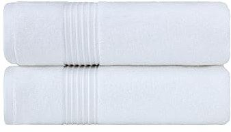 Milara Turkish Super-Plush Bath Towels Set 2-Piece | Premium Cotton Bath Towel Set Absorbent, Durable with Hanging Loops | White Color Turkish Bath Towels, (27 x 54 Inches)