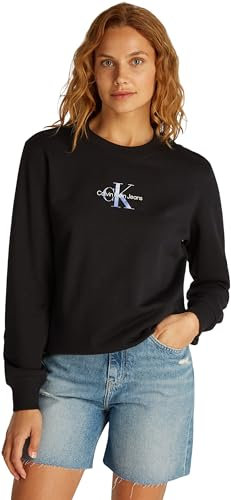 Calvin Klein Damen Sweatshirt Gradient Monologo Crewneck Regular Fit, Schwarz (Ck Black), M