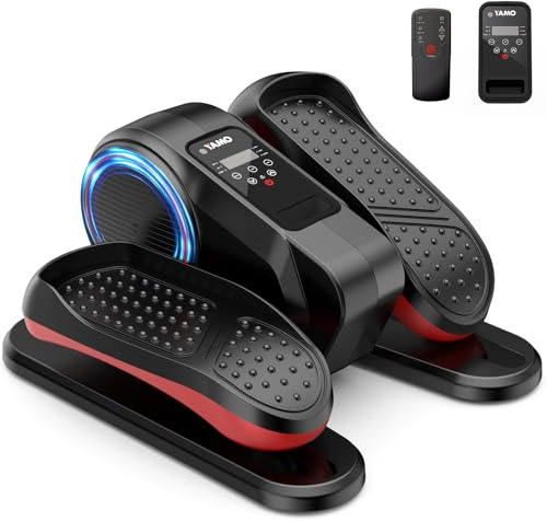 YAMO Under Desk Elliptical Machine for Home, Electric Elliptical Machine for Seniors with 12 Adjustable Speed, Quiet & Portable Seated Pedal Exerciser with Remote Control & LED Monitor, Red