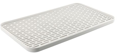 volumoon Dish Drainer with Drip Tray, 39x22.5cm White Drainer Tray,Draining Board with Drip Tray, Kitchen Drain Tray,Large Plastic Dish Drying Rack for Drying Dishes,Cup, Bowl,Plate, Fruit, Vegetables