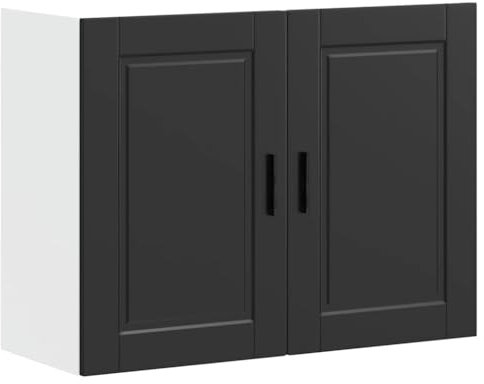 vidaXL Küchen-Hängeschrank Porto Schwarz Holzwerkstoff, Wandschrank Küche, Wandschrank, Oberschrank, Küchenschrank, Hängeschrank, Oberschrank Küche