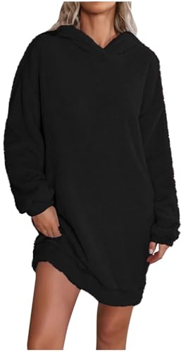 Vestito Felpa Donna Invernale Lungo Pile Camicie da Notte Maglione Vestito Elegante Abito in Maglia Vestiti Eleganti Pullover Tinta Unita per Autunno e Inverno Casual Abiti da Sera Abiti da Cerimonia