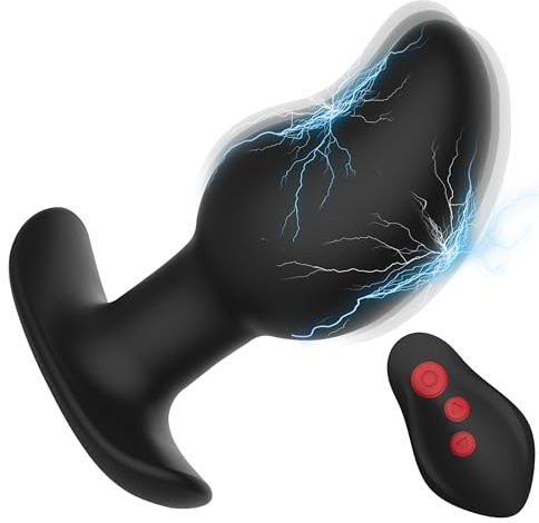 Vibrante Butt Plug Masajeador de próstata grande, Estima Anal Plug masculino anal juguetes sexuales, 8 electroshock y vibración anal dildo vibradores, estimulador de próstata juguete