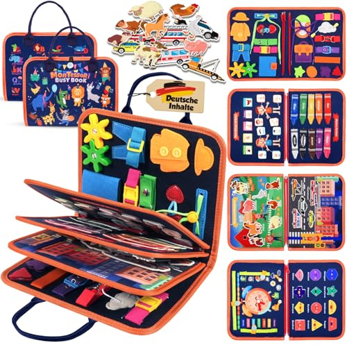 ZOOI Busy Board Montessori Toys for 1 2 3 Year Old, Busy Book for 1 2 3 4 Year Old, Toddler Toys Gifts for 1 2 3 Year Old Girls Boys, Sensory Toys Gifts for Kids Toys