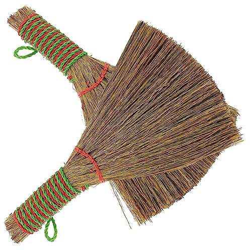 Healeved 2pcs Desktop Duster Straw Broom Small Broom for Desk Cleaning Short Handle Cleaning for Home Dust Desktop Dust Use As Home Tool