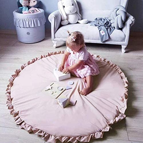 aqxreight Baby Cotton Crawling Blanket Round Soft Padded Crawling Blanket Padded Children's Rug Play Mat (Dark Grey)