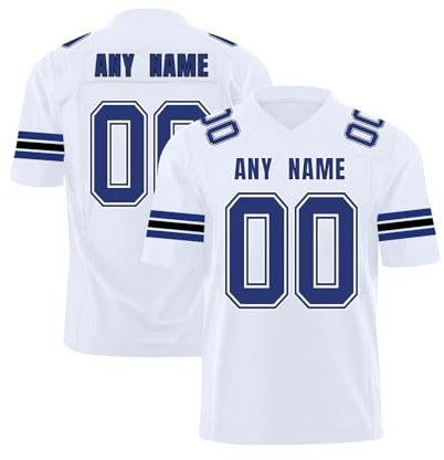 American Football Jersey Personalized for Men Women Youth, Custom Name Number Team Name Logo Jerseys, Personalised Breathable Sports T-Shirts, Quick Dry Rugby Wicking Active Tops