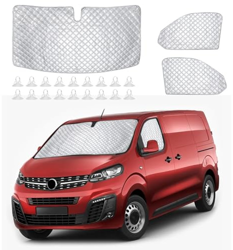 Internal Thermal Windscreen Covers for Vauxhall Vivaro 2019-2025, 3PCS Waterproof UV-Proof Internal Thermal Blind Set Foldable Front Window Screen Cover, Internal Blackout Privacy for Opel Vivaro