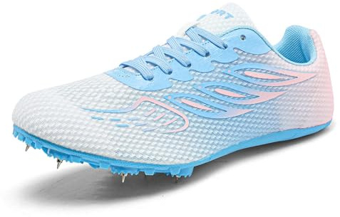 Dwihuize Zapatillas De Atletismo Hombre Mujer con Clavos para Correr para Jóvenes para Carreras De Velocidad Saltos Transpirables Y Antideslizantes para Niños Y Niñas,Rosado,39 EU